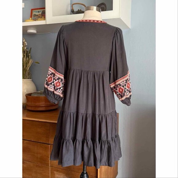 Marine Layer Olema Long Sleeve Mini Dress Embroidered Boho Prairie - Picture 4 of 10